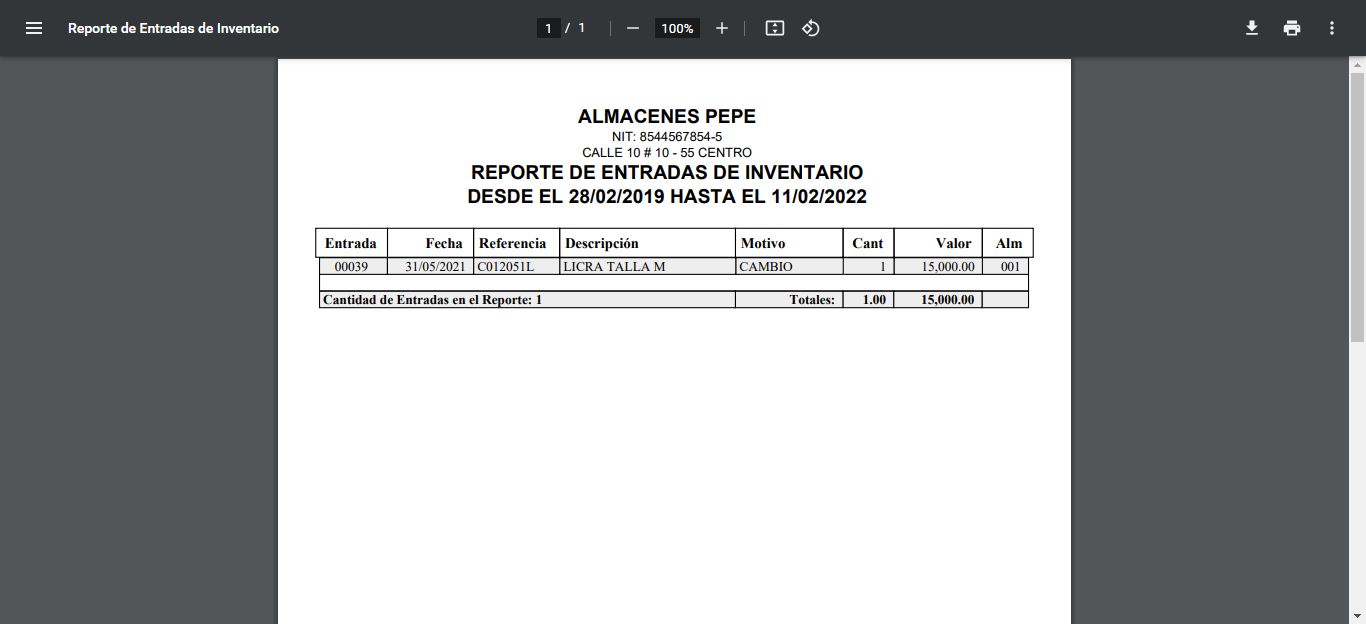 Listado de entradas por referencia
