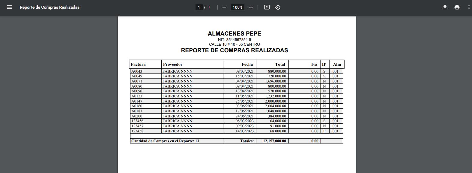 Listado de facturas por pagar a proveedores